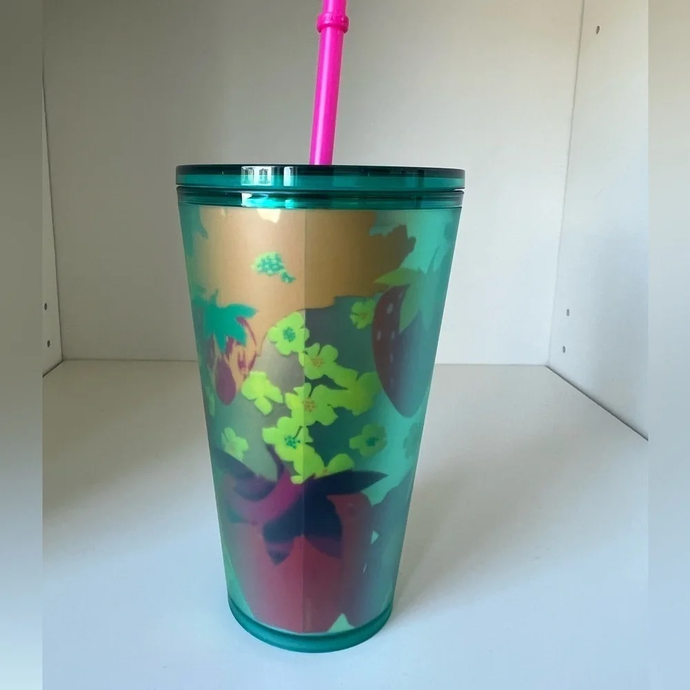 Starbucks 2022 Floral Summer Soft Touch Tumbler 16 oz Green